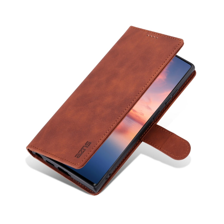 AZNS Skin Feel Calf Texture Flip case for Samsung Galaxy S24 Ultra 5G, showcasing its stylish design and functional features.